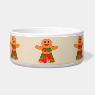 Christmas Party Gingerbread Woman Pet Bowl
