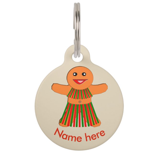 Christmas Party Gingerbread Woman Pet Tag (Front)