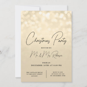 Christmas Party Glam Gold Lights Sparkle Invitation