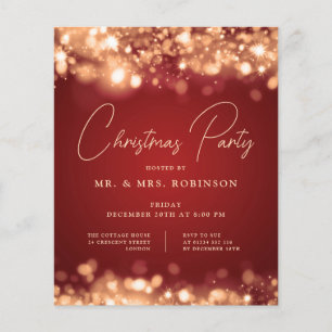 Christmas Party Glam Gold Red Lights  Flyer