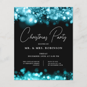 Christmas Party Glam Teal Lights  Flyer