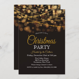 Christmas Party Glitter Lights Invitation