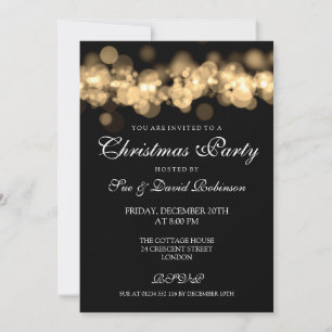 Christmas Party Gold Bokeh Lights Invitation