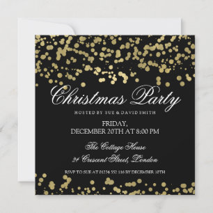 Christmas Party Gold Foil Confetti Invitation