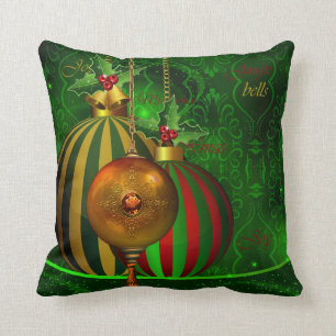 Christmas Party Gold Green Red Xmas Decorations Cushion