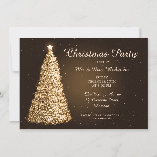 Christmas Party Gold Invitation (Front)