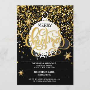 Christmas Party Gold Sparkle Dots Invitations