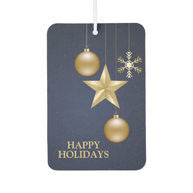 Christmas Party Golden Ornament Navy Blue Elegant Car Air Freshener (Front)