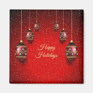 Christmas Party Golden Red Winter Holidays Elegant Magnet