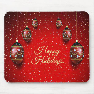 Christmas Party Golden Red Winter Holidays Elegant Mouse Pad