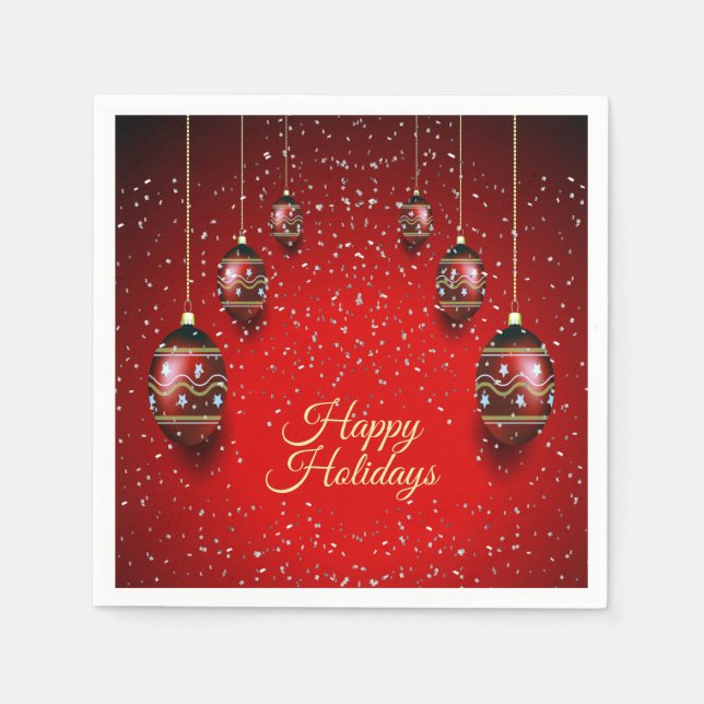 Christmas Party Golden Red Winter Holidays Elegant Napkin (Front)