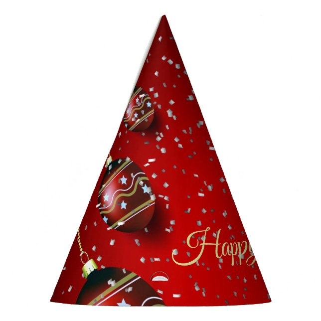 Christmas Party Golden Red Winter Holidays Elegant Party Hat (Left)