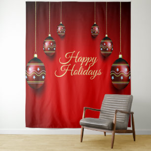 Christmas Party Golden Red Winter Holidays Elegant Tapestry