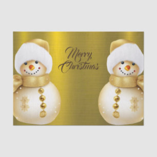 Christmas Party Golden Snowman Winter Holiday Tissue Paper