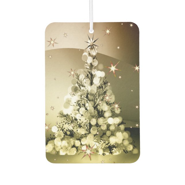 Christmas Party Golden Tree Shiny Sparkle Stars Car Air Freshener (Front)