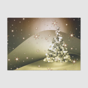 Christmas Party Golden Tree Shiny Sparkle Stars Tissue Paper
