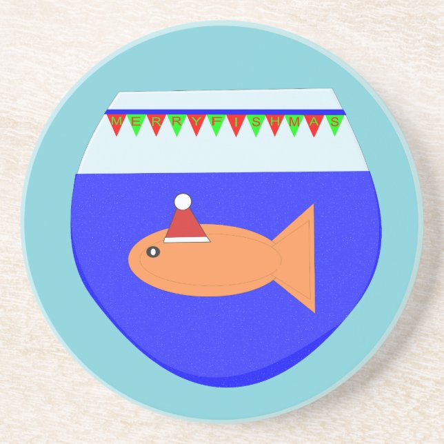 Christmas Party Goldfish Custom Coasters (Front)