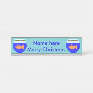 Christmas Party Goldfish Custom Desk Sign