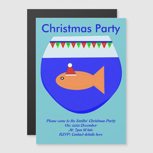 Christmas Party Goldfish Custom Invites (Front/Back)