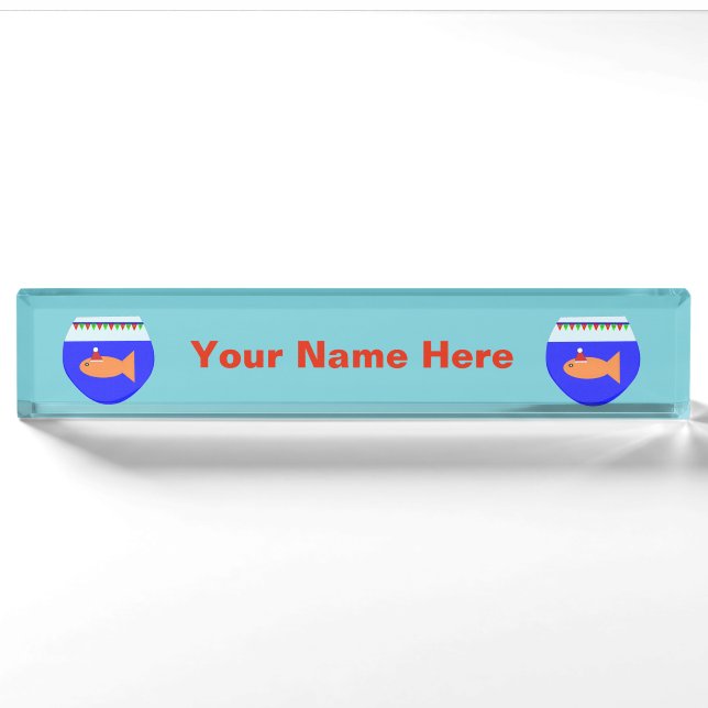 Christmas Party Goldfish Custom Nameplate (Front)