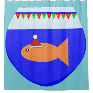 Christmas Party Goldfish Custom Shower Curtain