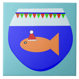 Christmas Party Goldfish Custom Tile