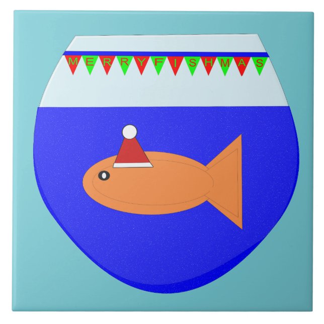 Christmas Party Goldfish Custom Tile (Front)