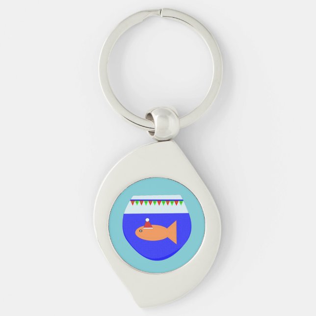 Christmas Party Goldfish Key Ring (Front)