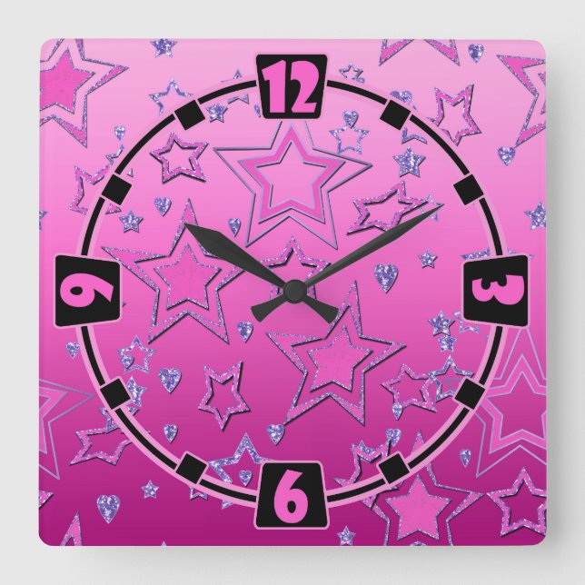 Christmas party gradient glitter shconfetti square wall clock (Front)