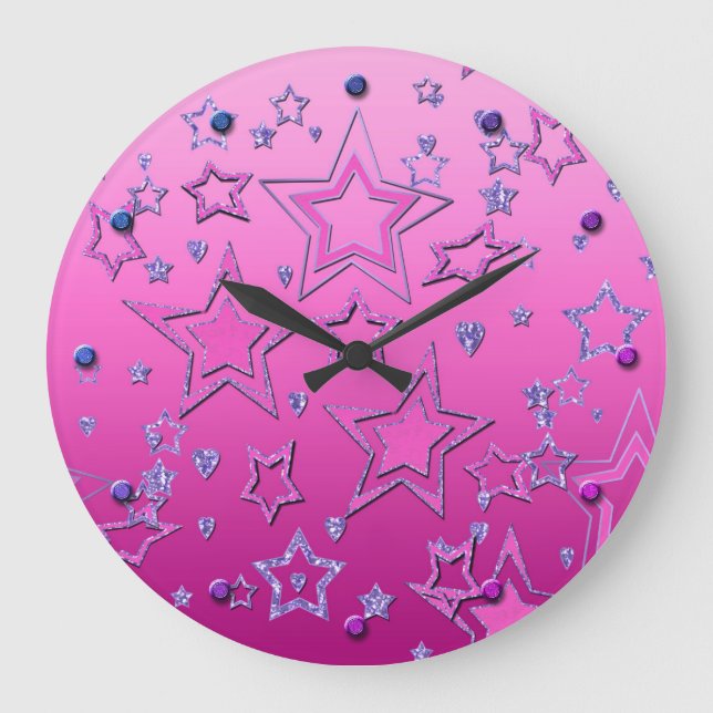 Christmas party gradient glitter shine confetti st large clock (Front)