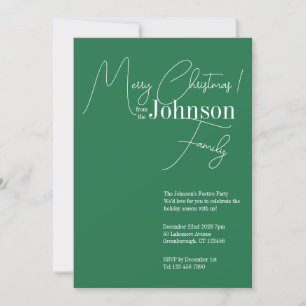 Christmas Party Green Modern Minimalist Invitation