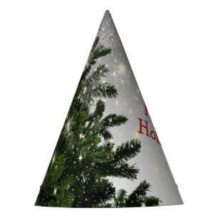 Christmas Party Green Tree Red Silver Snowflakes Hat