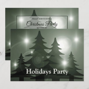 Christmas Party Green Trees Holiday Winter Elegant Invitation