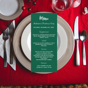 Christmas party green white dinner menu