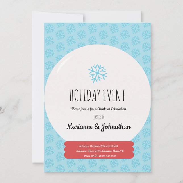 Christmas Party  Hand Drawn Snow Globe Snowflake Invitation (Front)