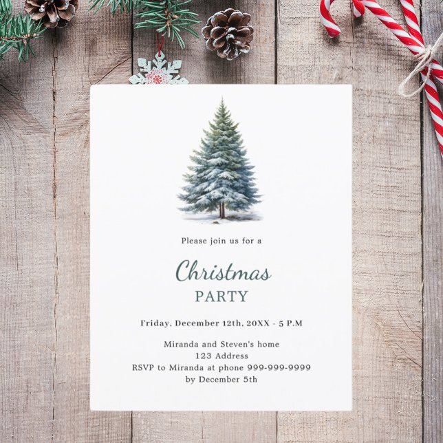 Christmas Party hand-drawn tree snow invitation (Creator Uploaded)
