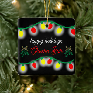 Christmas Party Happy Hour Promotion Ceramic Ornament