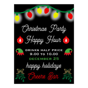 Christmas Party Happy Hour Promotion Poster