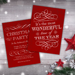 Christmas Party Holiday Cocktails Vintage Red Invitation