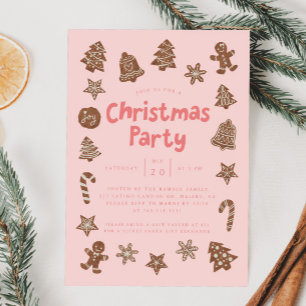 Christmas Party Holiday Cookies Pink Invitation