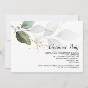 Christmas Party Holiday Elegant Green Celebration Invitation