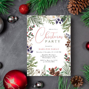 Christmas Party Holiday Foliage Greenery Invitation