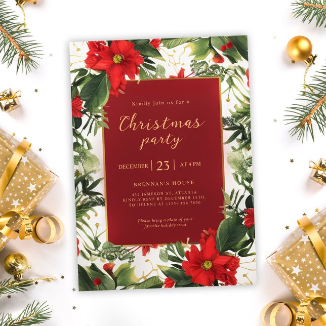 Christmas Party Holiday Greenery Invitation (Christmas Party Holiday Greenery Invitation)