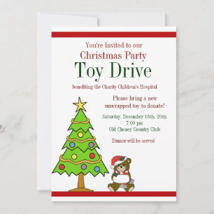 Christmas Party Holiday Toy Drive Invitations