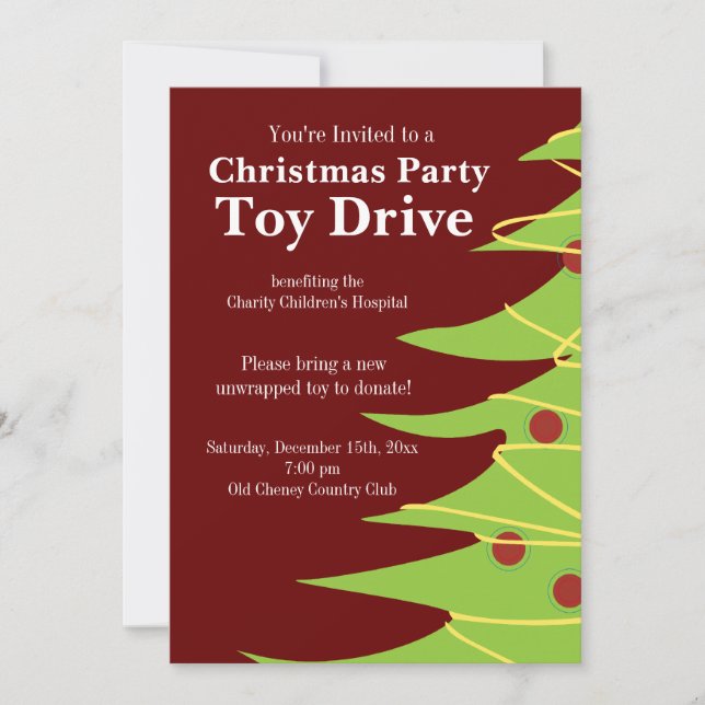 Christmas Party Holiday Toy Drive Invitations (Front)
