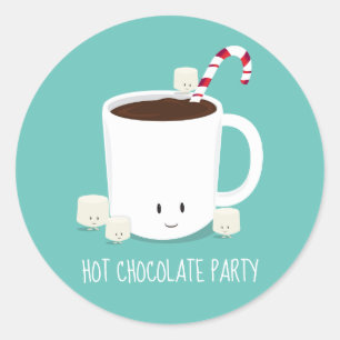 Christmas Party Hot Chocolate Hot Cocoa Classic Ro Classic Round Sticker