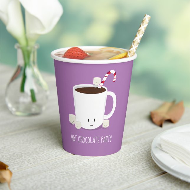 Christmas Party Hot Chocolate Lavender Hot Cocoa Paper Cups (Insitu)