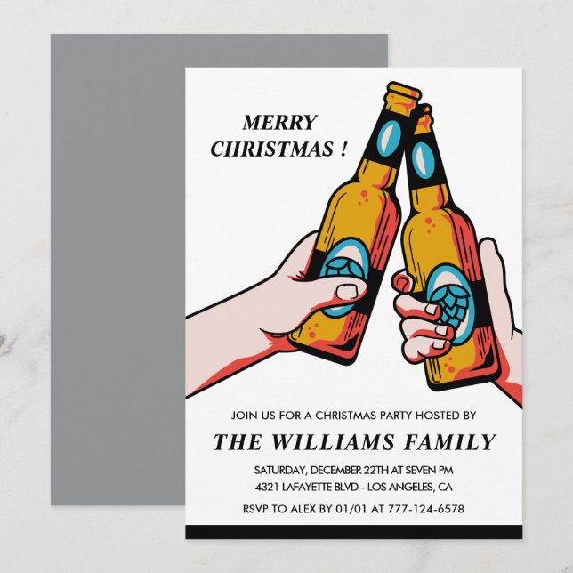 Christmas Party  Invitation Beer Drinks (Front/Back)