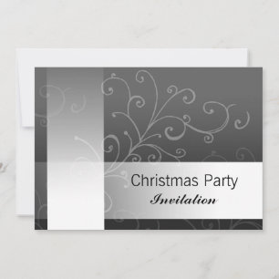 Christmas party invitation black swirl with text