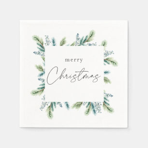 Christmas Party invitation Boho Spruce and Fir  Napkin